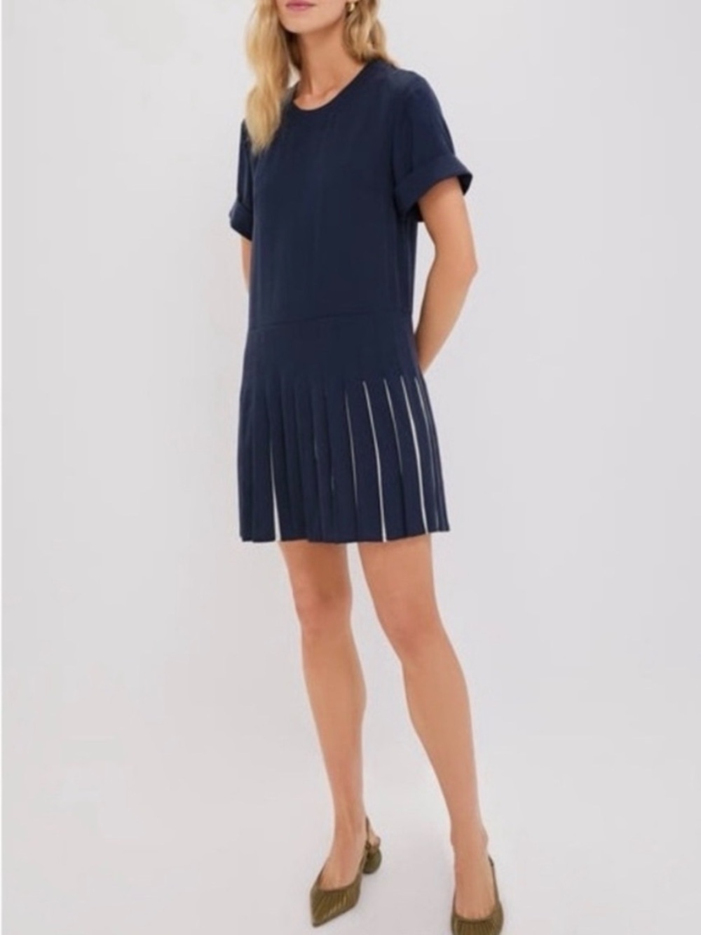 Tuckernuck Navy Pleated Liza Dress - NWT